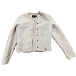 Geiger Austria Boiled Wool Jacket Cream Womens 38 Button Front Alpine Cardigan